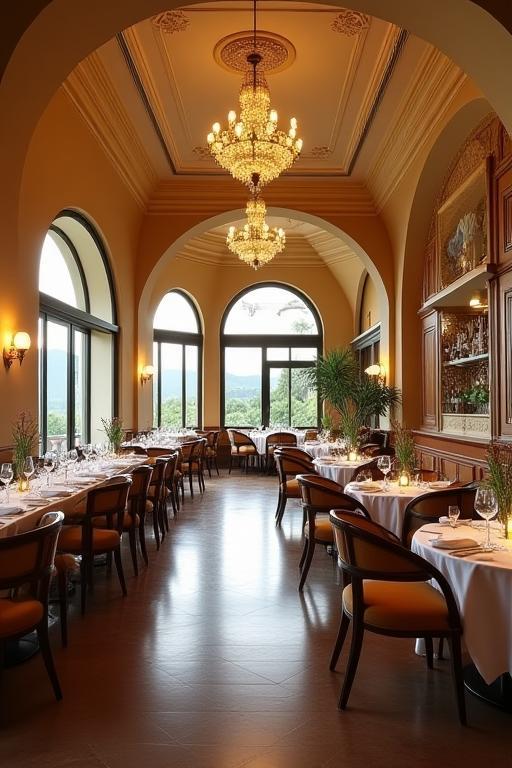 Elegant panoramic interior view of Ristorante La Pergola's dining room